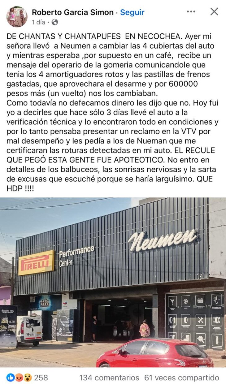 neumen, estafa, servicio tecnico, neumáticos