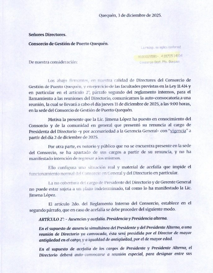 Nota, CGPQ, Terminal Quequen, Directorio, presidente interino, Jimena Lopez, Pablo Aued, Daniel Arce
