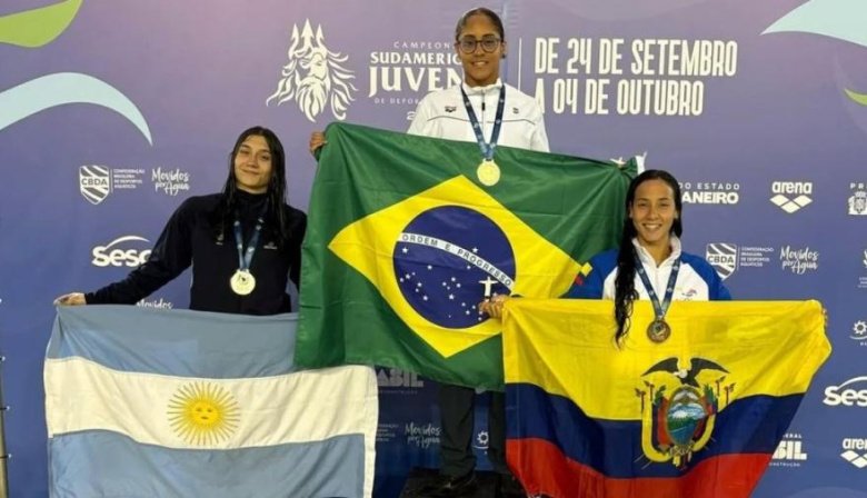 La nadadora necochense, Guadalupe Angiolini, salió subcampeona sudamericana en Brasil