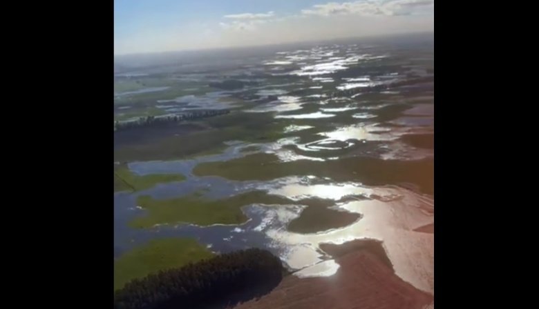 Lobería bajo el agua: Cerca del 50% de sus campos quedó bajo el agua por las lluvias