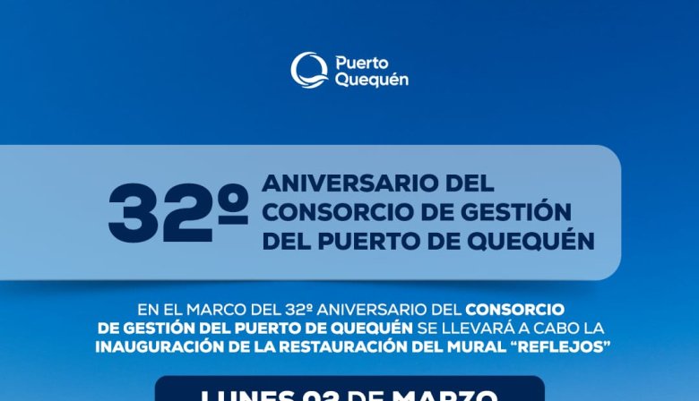 Puerto Quequén celebra su aniversario con la presentación de la restauración del mural “Reflejos” y el anuncio de nuevas obras