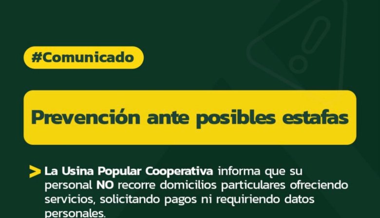 La Usina Popular Cooperativa emite un alerta por estafas a sus socios