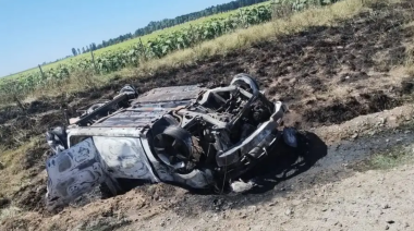 Susto en la ruta 226: Despiste, vuelco e incendio