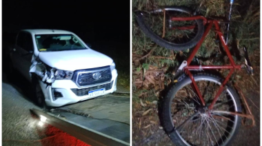 Un ciclista fue hospitalizado tras ser embestido por una camioneta en la Ruta 88