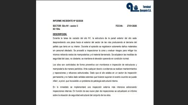 Informe técnico: Terminal Quequén explicó qué pasó con el derrumbe del silo