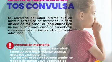 Un caso de tos convulsa en un niño de 2 años dispara la alerta epidemiológica en San Cayetano
