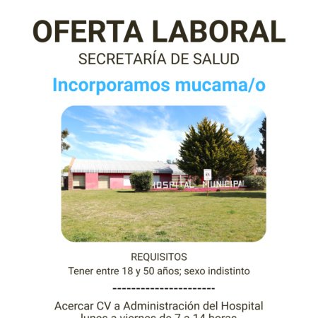 Oportunidad laboral en San Cayetano: El hospital busca personal